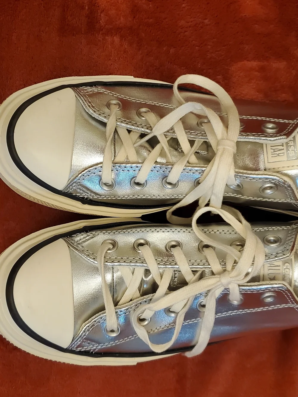 Converse Silver Metallic Platform Lace-Up Sneakers